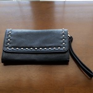 Black with silver studs clutch/wristlet/shoulder